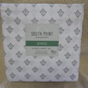 South Point Home Fashions Microfiber Sheet Set, 6 Piece, King, B4, NWT